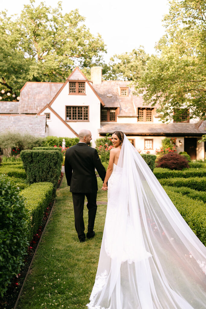french chateau inspired wedding hotel du village bride and groom